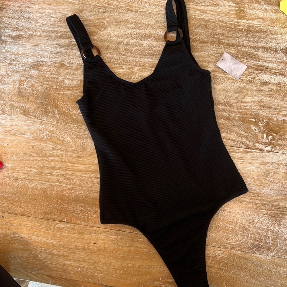 Full tilt ribbed black one piece swimsuit cheeky from tilly’s small